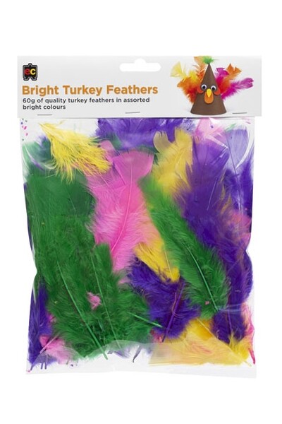 Fluffy Bright Turkey Feathers Pk60gm EC